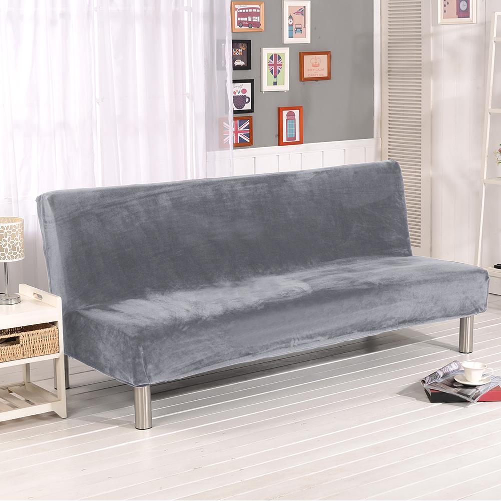 Ensfarvet elastisk plys sofadæksel moderne sofa sofa slipcover stolbeskytter stue til to personers uden armlæn: F