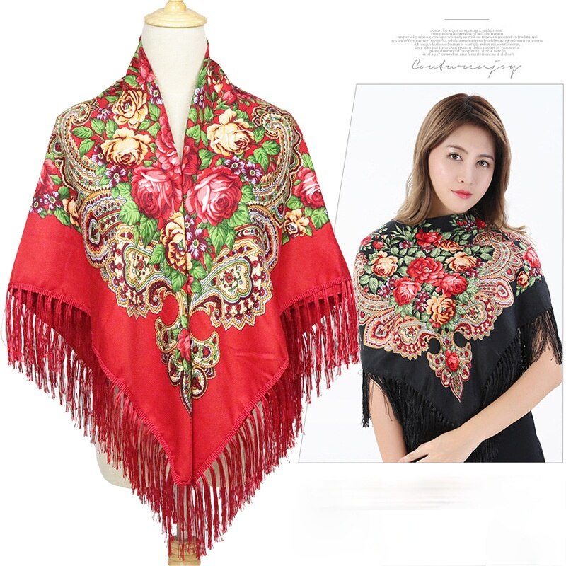 Suda – châle de Style russe, grande taille, en coton, grande écharpe carrée, romantique, National