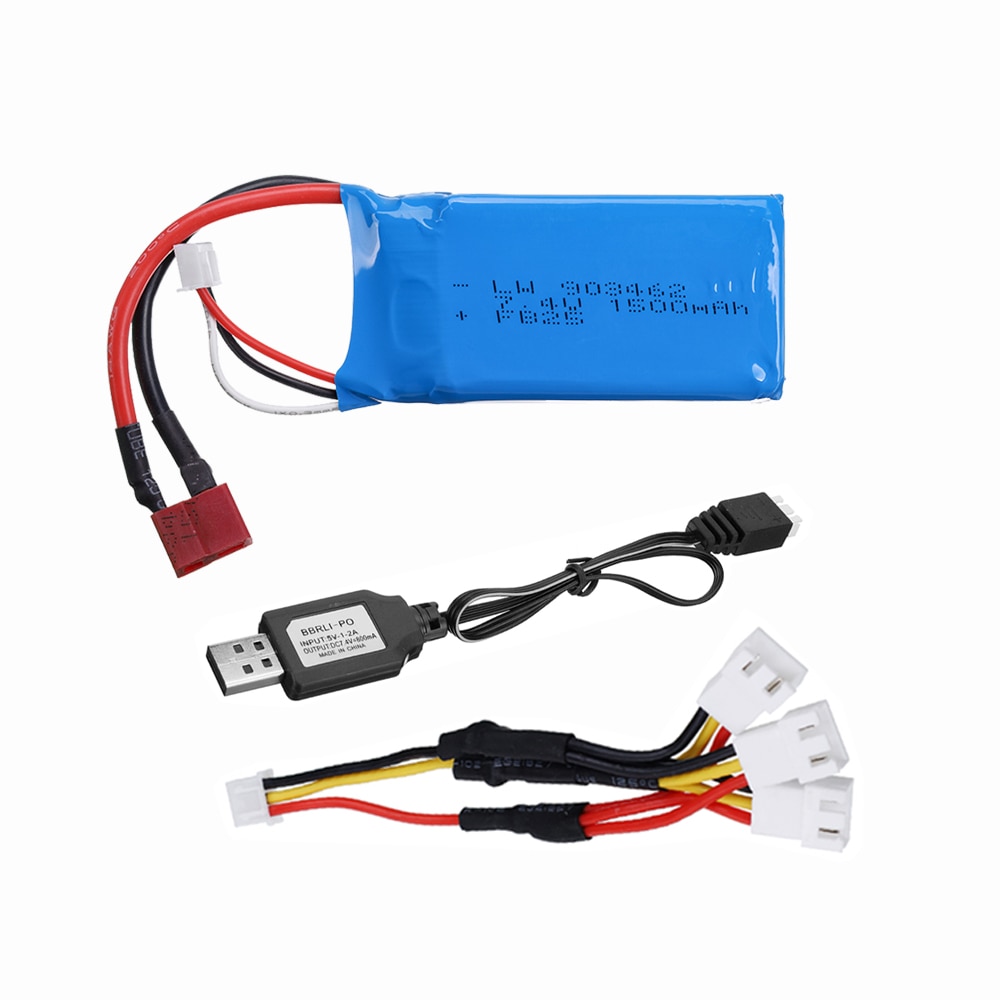Mise à niveau de 7.4v batteries lipo 1500 2s pour wltoys  a959-b  a969-b  a979-b  k929b rc desert truck car, pièces de rechange et chargeur: 1 clé usb 3 en 1
