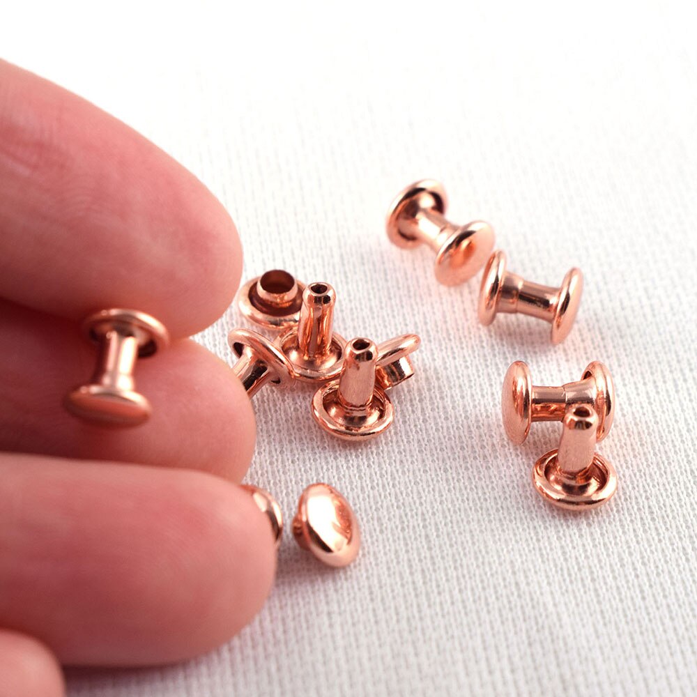 Rose Gold Doppel Kappe Leder Nieten Verschluss schnappt Metall Schnelle Niet Nieten Leder Handwerk Kleidung/Schuhe/Taschen/gürtel Reparatur