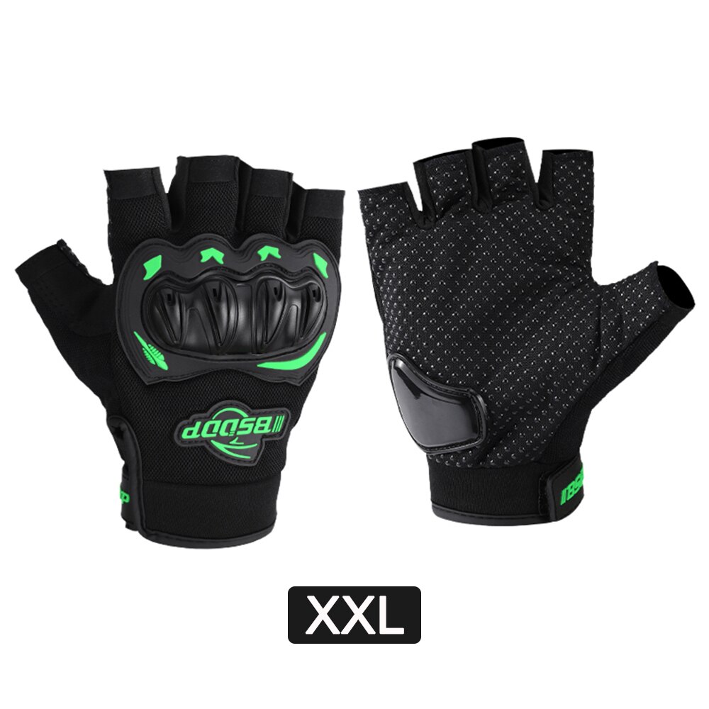 Motorcycle Half Finger Glove Motorbike Motocross Moto Hard Knuckle Fingerless Riding Biker Protective Gear gloves: GR-XXL