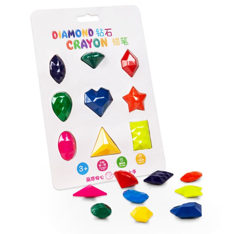 9 couleurs diamant forme cire Crayons Non toxique lavable peinture dessin cire pour bébé enfants enfants fournitures d'art éducatif C26