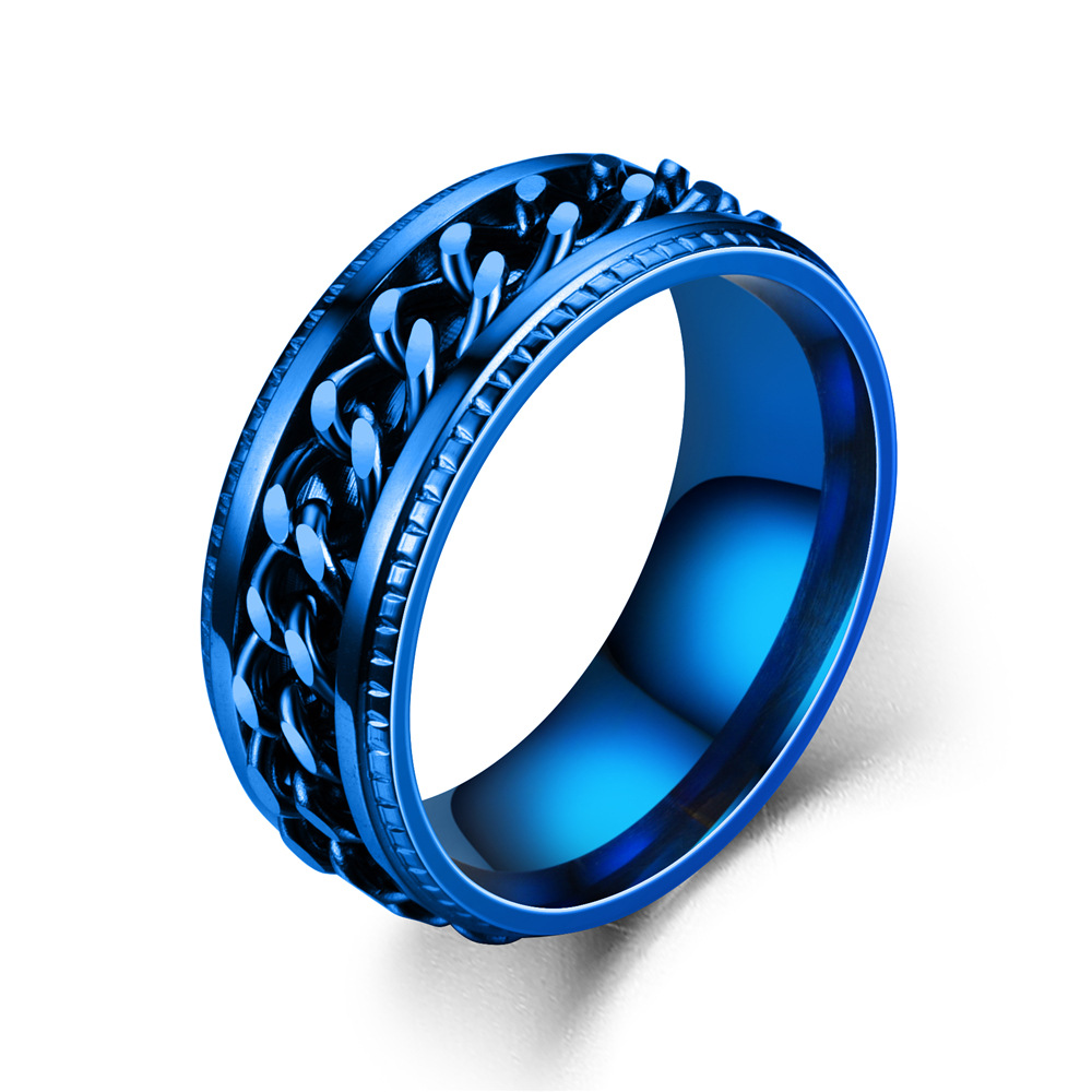 I metal spinner fidget fede ringe til mænd rustfrit stål roterbar kæde angst lindring spinning ring anillo antiestres