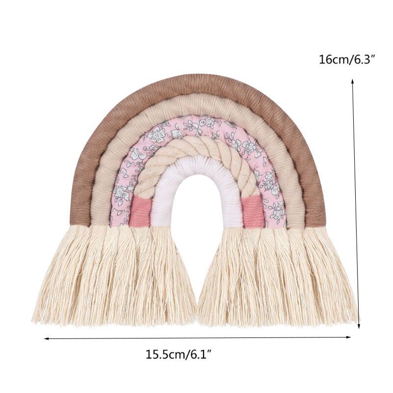 4 lager macrame regnbåge väggdekor för sovrum barnkammare baby barn rum färgglada gobeläng rep vävd tofs vägghängande leksaker: 22- s