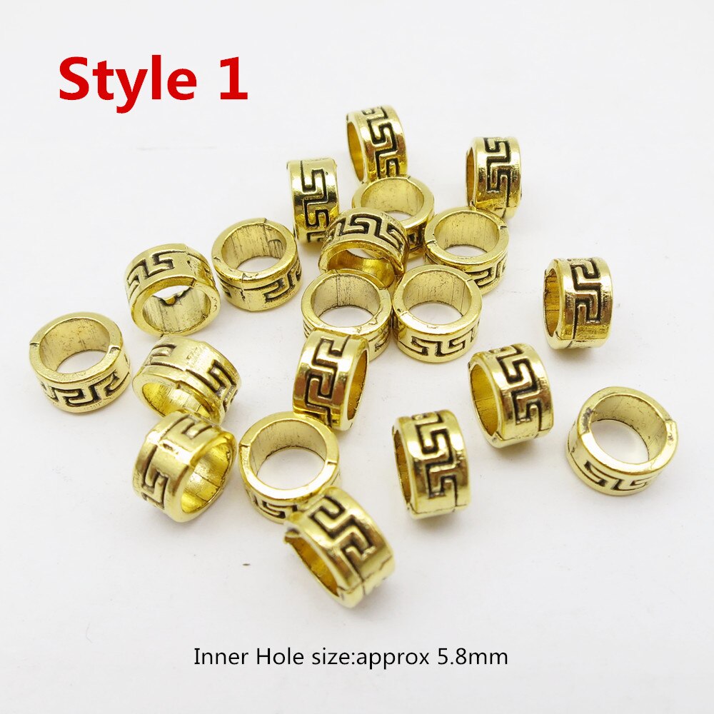 10 Uds., oro metal pequeño vikingo runa trenza de pelo dread rastas cuentas de barba, tubo anillos para Accesorios para peinados