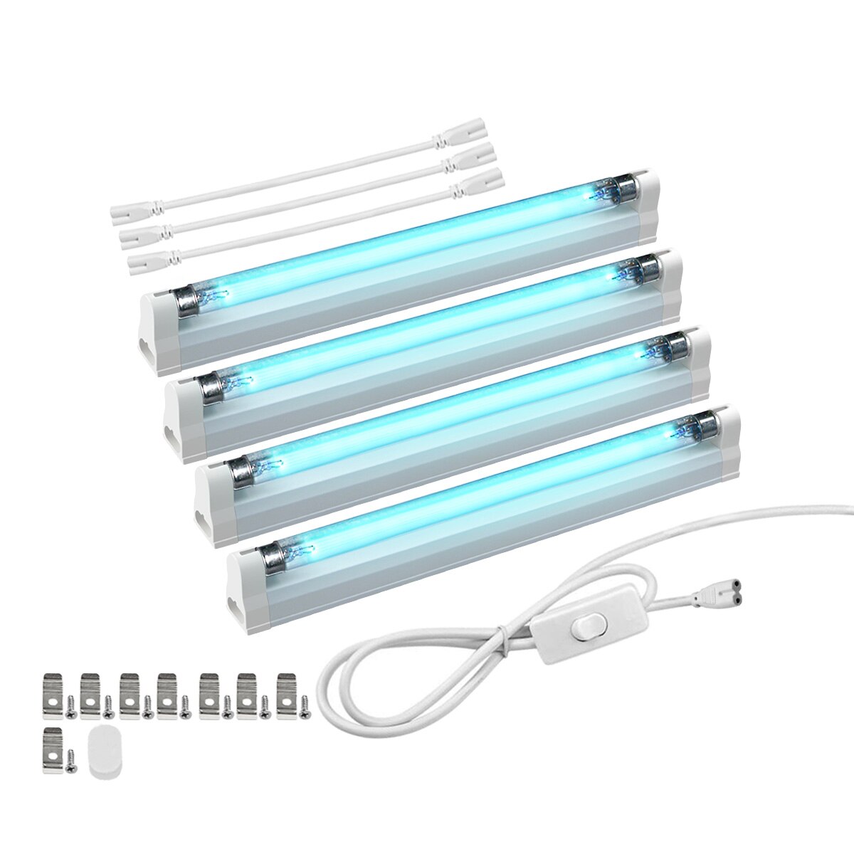 5Pcs 110V 220V Quartz Ultraviolet Led Lamp Cabinet Germicidal T5 Tube Bulb 6W8W Home kitchen Closet TV Bench UV Sterilizer Light: 4PCS With Plug / 220V / 6W