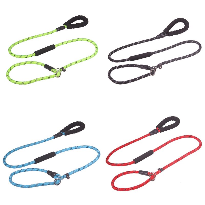 Reflecterende P Keten Hondenriem Slip Halsband Pet Wandelen Leads Nylon Lange Hond Touw Zachte Dubbele Handvat Voor Medium Grote honden Benodigdheden