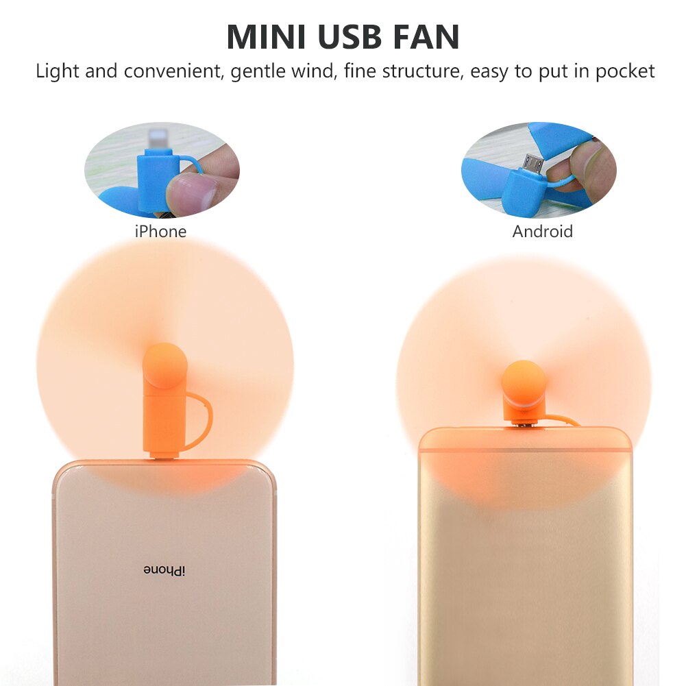 2 em 1 viagem portátil celular mini ventilador refrigerador de refrigeração para micro usb para iphone 5 5S se 6 s plus 8 pinos telefones android s6 s7