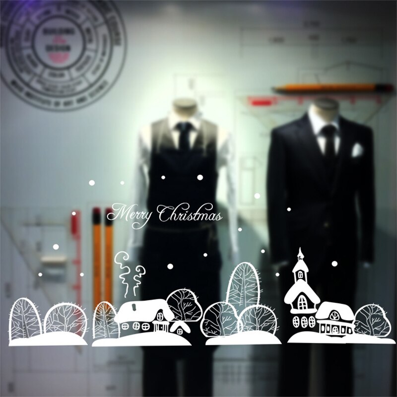 Kerst Glas Stickers Wit Rendier Sneeuwvlok Sneeuwpop Raamstickers Vrolijk Kerstfeest Brief Glas Decor Diy Verwijderbare Stickers: YT-20