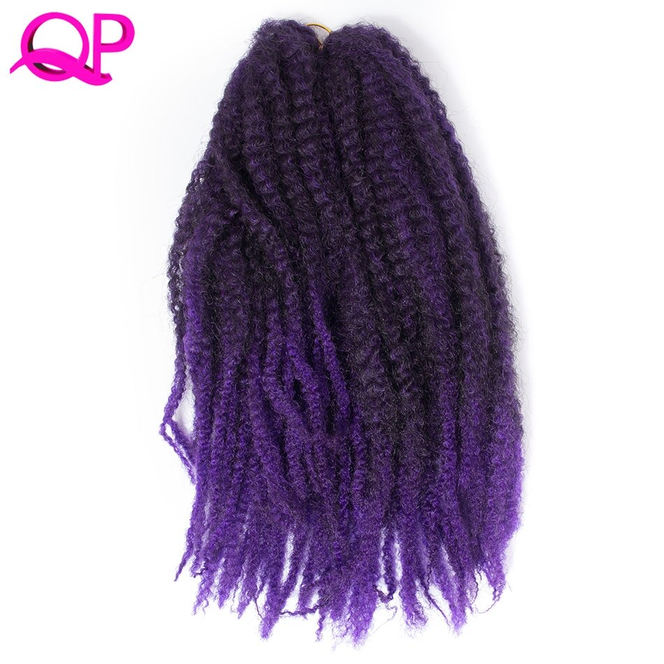 Qp hiukset 20 juuria virkatut hiukset 18 '' ombre himmeä väri afro kinky kihara punotus hiukset synteettiset pidennykset marley punokset: T1b/ violetti