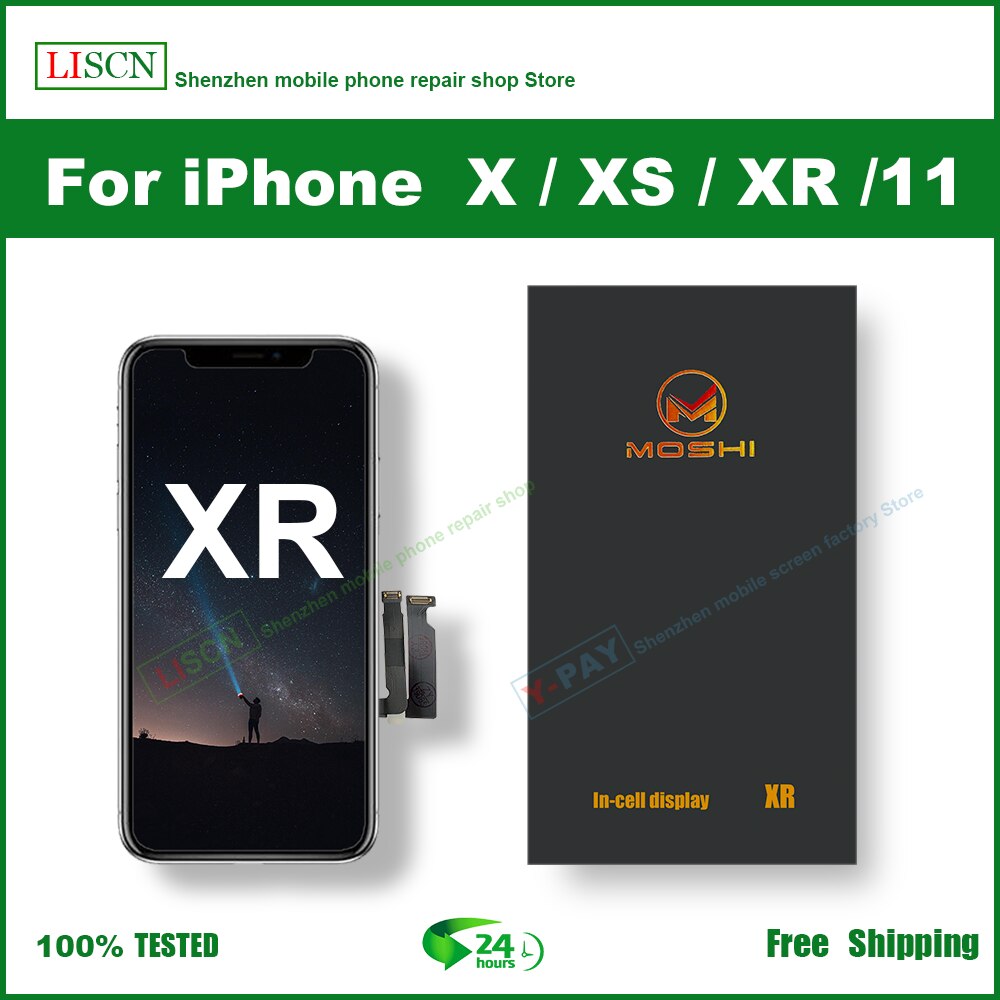 Incell-skjerm for iphone xr lcd-skjerm berøringsskjerm digitizer montering ingen døde piksler reservedeler + verktøy +
