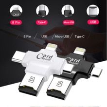 4 In 1 Usb/Usb 2.0 Type-C/Micro Multimemory Smart Kaartlezer Micro Sd-kaartlezer otg Kaartlezer Laptop Accessoires Voor Android