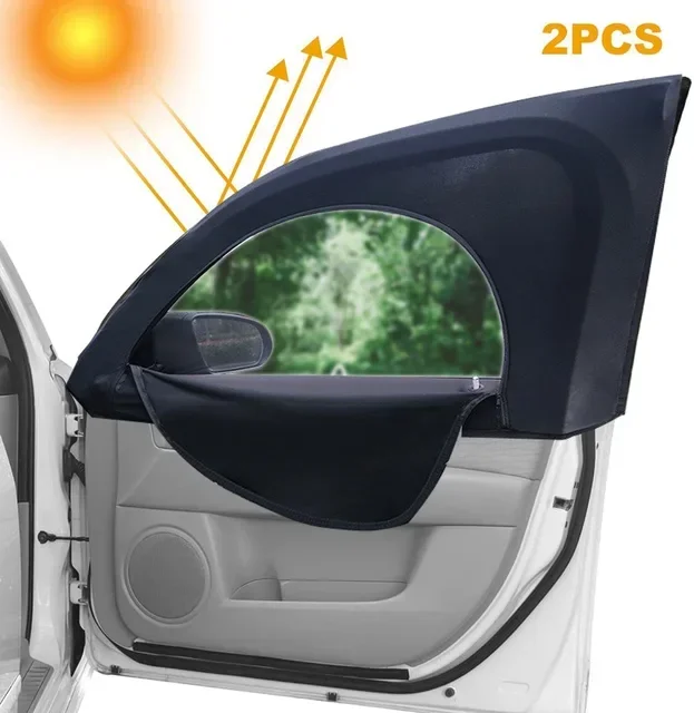 2 Stuks Autoruit Schaduw Elastisch Auto Voor/Achter Zijruit Zonnescherm Ademend Auto Privacy Zonnescherm Gordijn Met Rits: WHITE
