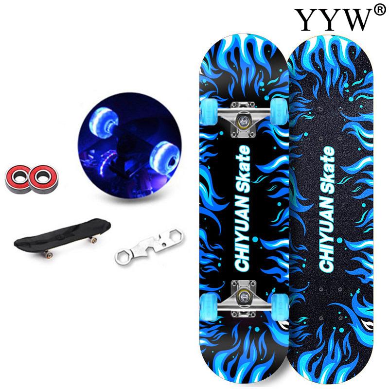 Skateboard Double Kicktail Cruiser Rocker Board Maple 4Wheel Teenager Adult Sidewalk Skating Street Colors Girls Surface Board: 2