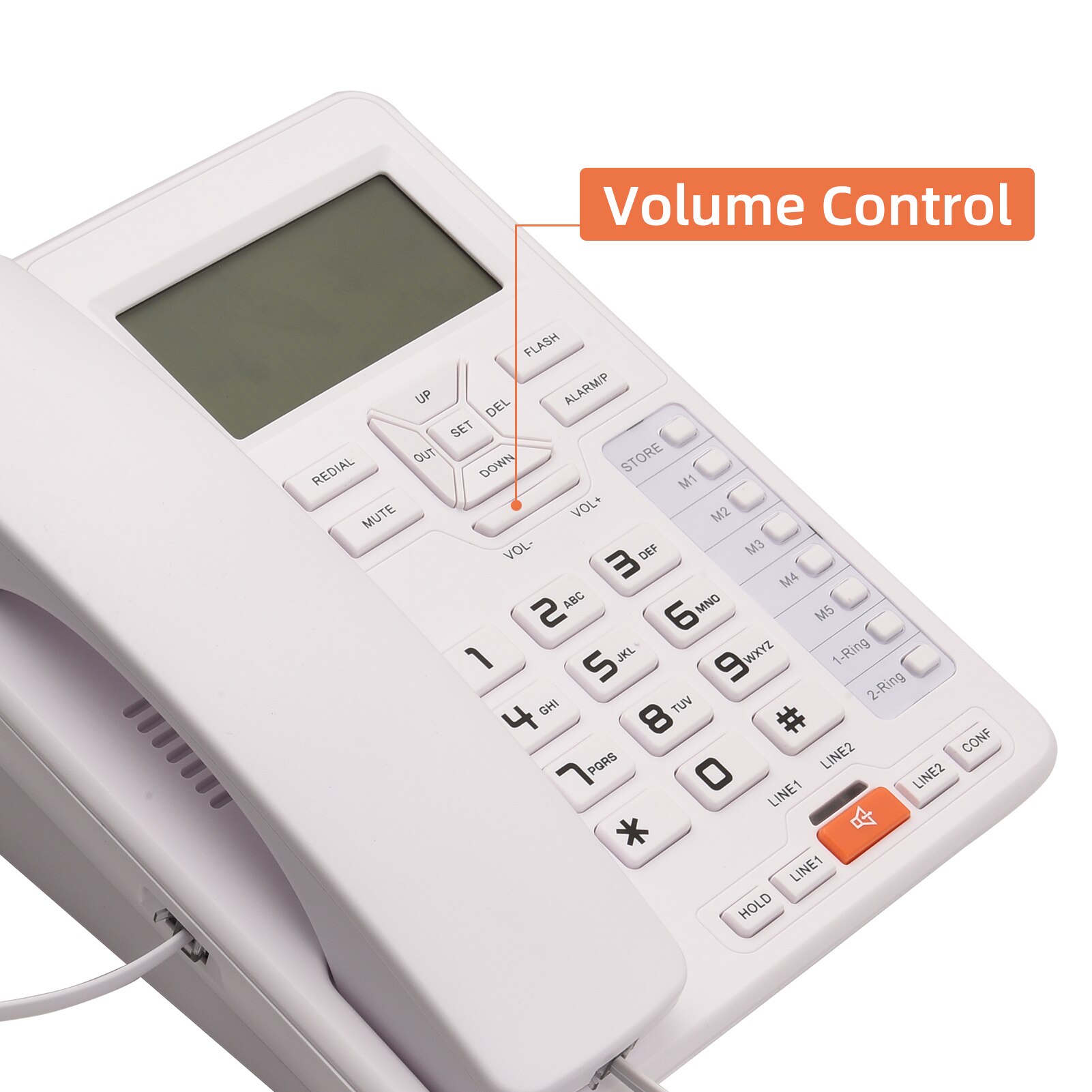 OR6400 2-Line Desktop Corded Telephone with Answering System Caller ID/Call Waiting Backlight LCD and Handset/Base for Office