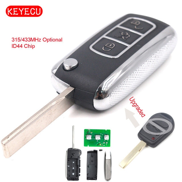 KEYECU Free Programming Upgraded Remote Car Key Fob 315/433MHz ID44 Chip for Land Rover Range Rover 2002-2006 /Sport 2006