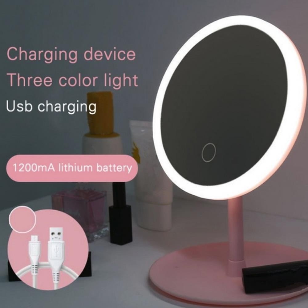 Draagbare Spiegels Tafel Spiegel Spiegel Lamp 360 ° Rotatie Badkamer Schoonheid Cosmetische Lichtgevende Led Verlichte Usb