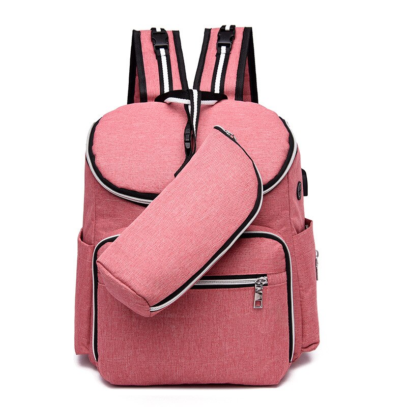 Couche-culotte, lait en poudre, tasse à eau, sortie de bébé, sac à dos de mère, soins multifonctions et de grande capacité, sac à dos de mère: Pink