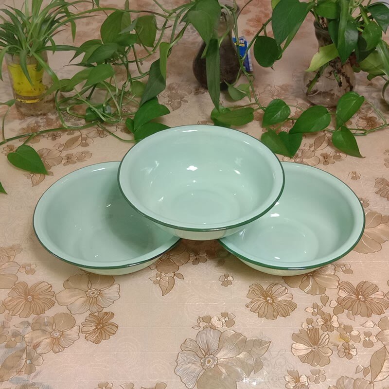 Miska emaliowana, wykwintna umywalka emaliowana, zagęszczony "zielony owoc" nostalgiczny pojemnik na zupę, miska robić ryżu. Zastawa stołowa, 10 sztuk/1 opakowanie.