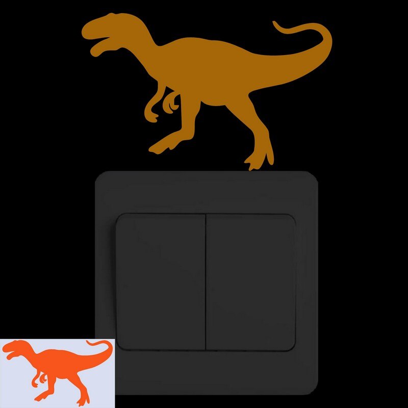 Glöd i mörkret dinosaurie väggdekaler barnrum ljusbrytare klistermärke barn sovrum självlysande klistermärke baby heminredning dekaler: Eller