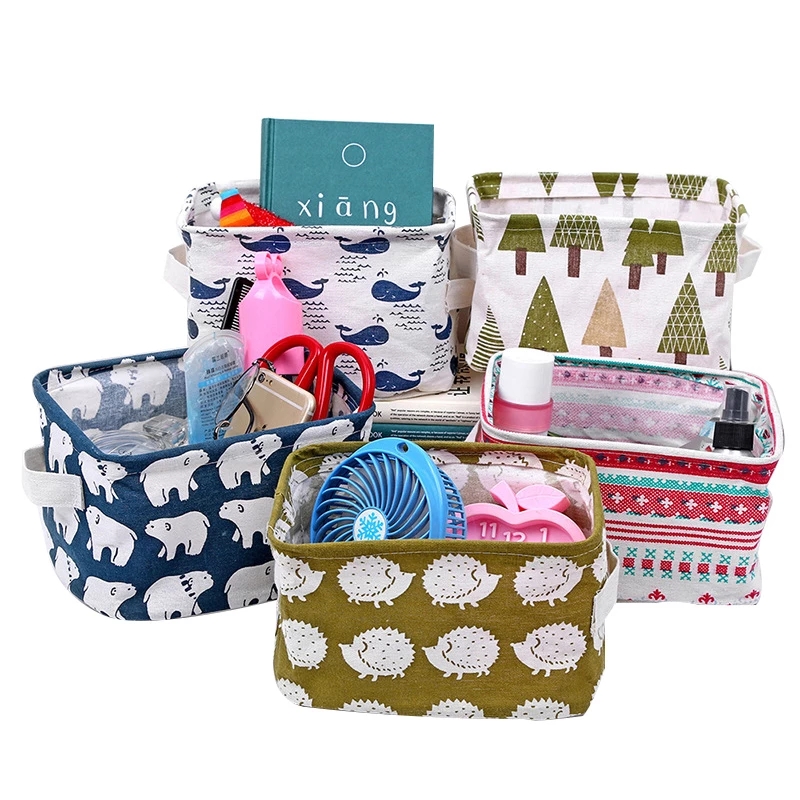 Underware Storage Organizer Office Stationery Linen Desktop Storage Box Waterproof Toy Sundries Storage Basket Cosmetic