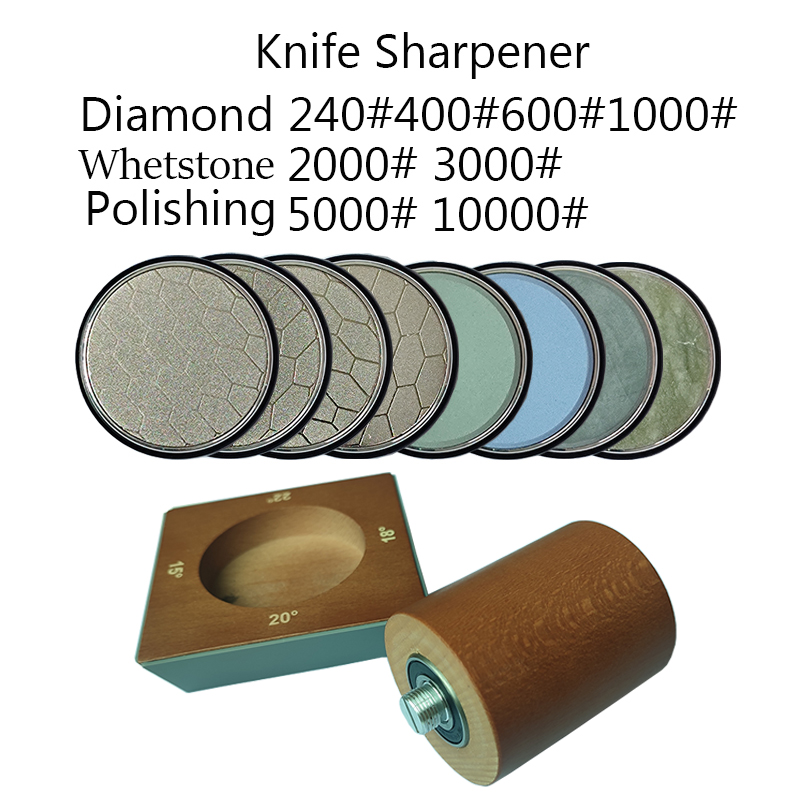 Rollende messenslijperset voor het slijpen van rolmessens met rechte rand met industriële diamanten koksmessenset: Chocolade