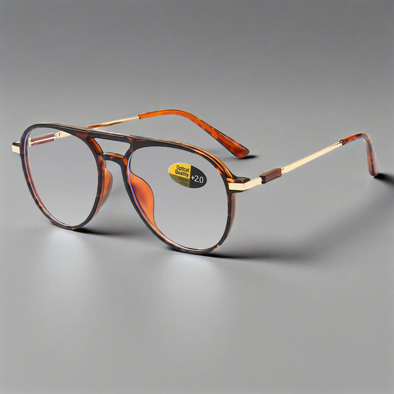 Vintage leesbril met dubbele lichtbundel, unisex, geschikt voor verziendheid en presbyopie (ouderdomsverziendheid), montuur met anti-blauwlichtfilter, 0 +100 ~ +400: Zwart / +350