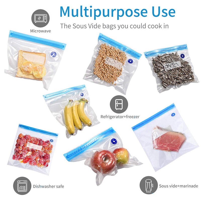 20-Pack Reusable Vacuum Sealer Bags | Airtight & BPA-Free | For Sous Vide & Freezer Storage | Clear Plastic