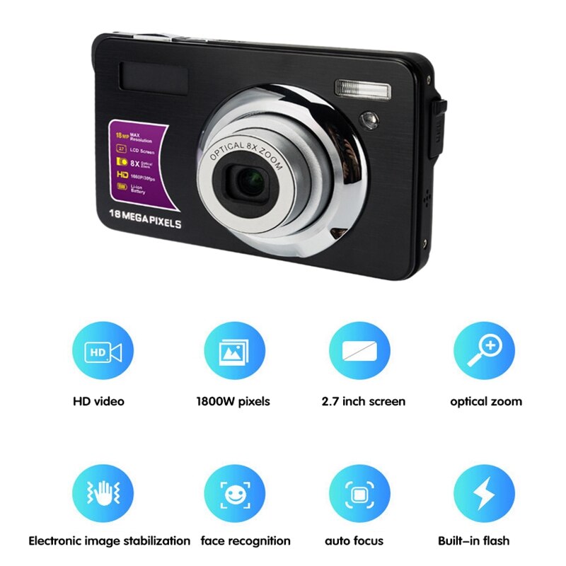 Digital Camera Ultra-Thin 18 Million Pixel HD Digital Camera 720P Home Travel Macro Digital Camera