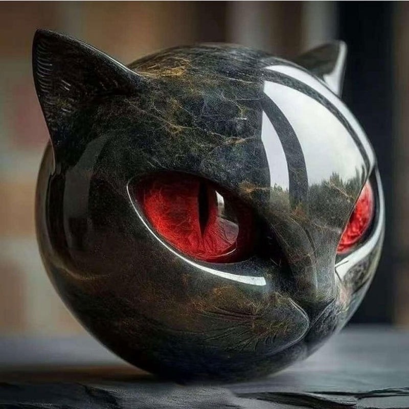Halloween Cat Sculpture Decoration Cute Cat Head Ornament Home Decor Easter Christmas Decoration Figurine: light yellow