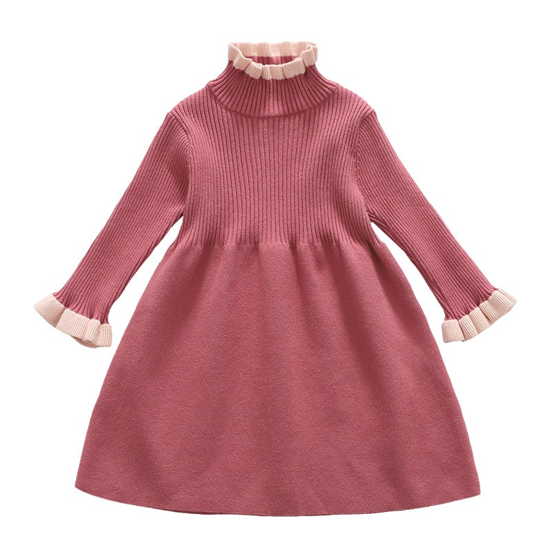 Piger sweatere kjole teenagere outfits jumper tøj flæse rullekrave hæklet sweater børn vinter varm pige sweater 10 12 14 år