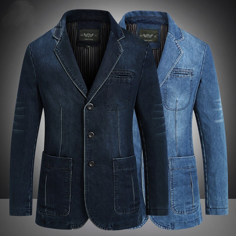 Men&#39;s Multi-pocket Classic Retro Denim Suit Spring And Autumn Loose Casual Cotton Plus Size Jacket Male Brand Slim Coat