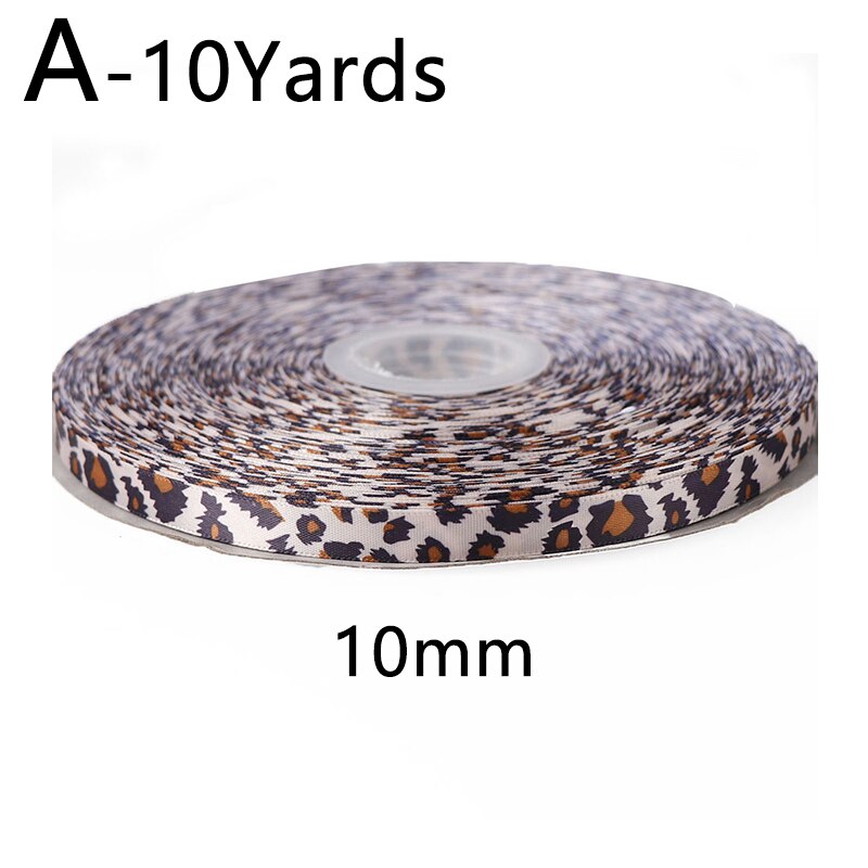 10Yards 10/15/25/40mm Leopard Print Printed Polyester Ribbons Transfer Printed Grosgrain Clothing DIY Handmade Materials