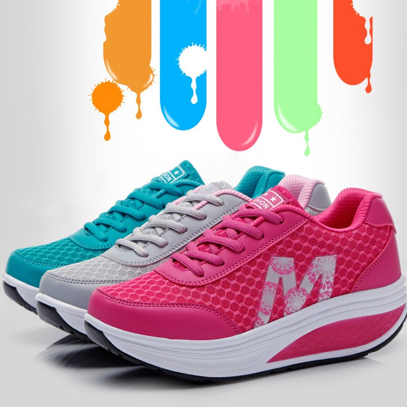 Women's Casual Mesh Breathable Increased Shake Shoes Fitness Shoes Outdoor Casual Shoes