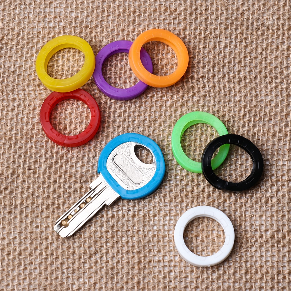 Random Color! 8Pcs/Set Hollow Silicone Key Cap Covers Topper Key Holder Elastic Keyring Rings Key Case Bag Organizer Wallets