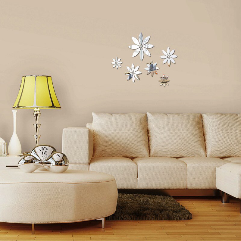 3D Acrylic Flower Mirror Wall Sticker Home Living Room Bedroom Wall Environmentally Beautiful Decorative Sticker