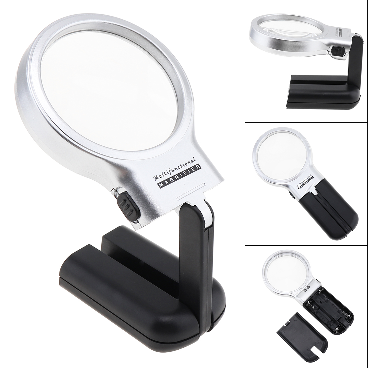 Multifunctional Desktop Handheld Magnifier Jewelry Loupe Adjustable Angle Reading Watch Repair Magnifying Glass LED Desk Lamp