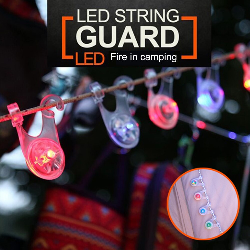 10pcs Camping Hanging Rope Lamp Waterproof LED Tent String Rope Guard Lights Mini Flashlight Outdoors Fishing Warning Lamp