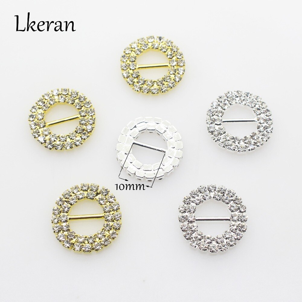 Boucles rondes en strass avec glissière en cristal, 10 pièces 20mm, Mini-rangée de strass (Pole10mm), bricolage manuel, accessoires de ruban de cheveux