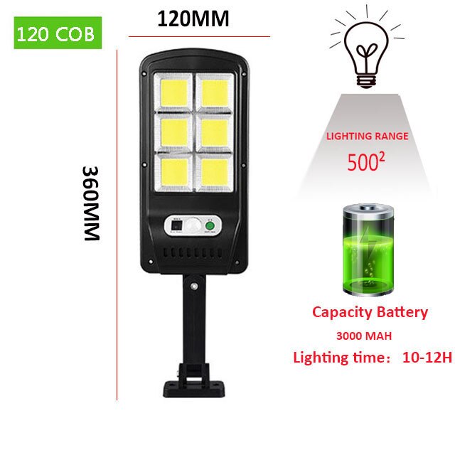 8000W 504LED Solar LED Street Light Waterproof PIR Motion Sensor Smart Remote Control Lamp Outdoor Garden Security Wall Light: 120COB