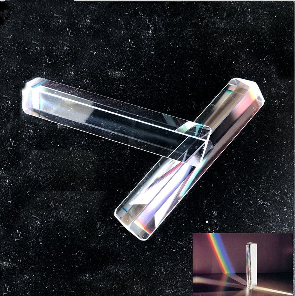 Prisma de triángulo Triangular Triple equilátero de vidrio óptico de 14x14x87mm, experimento óptico