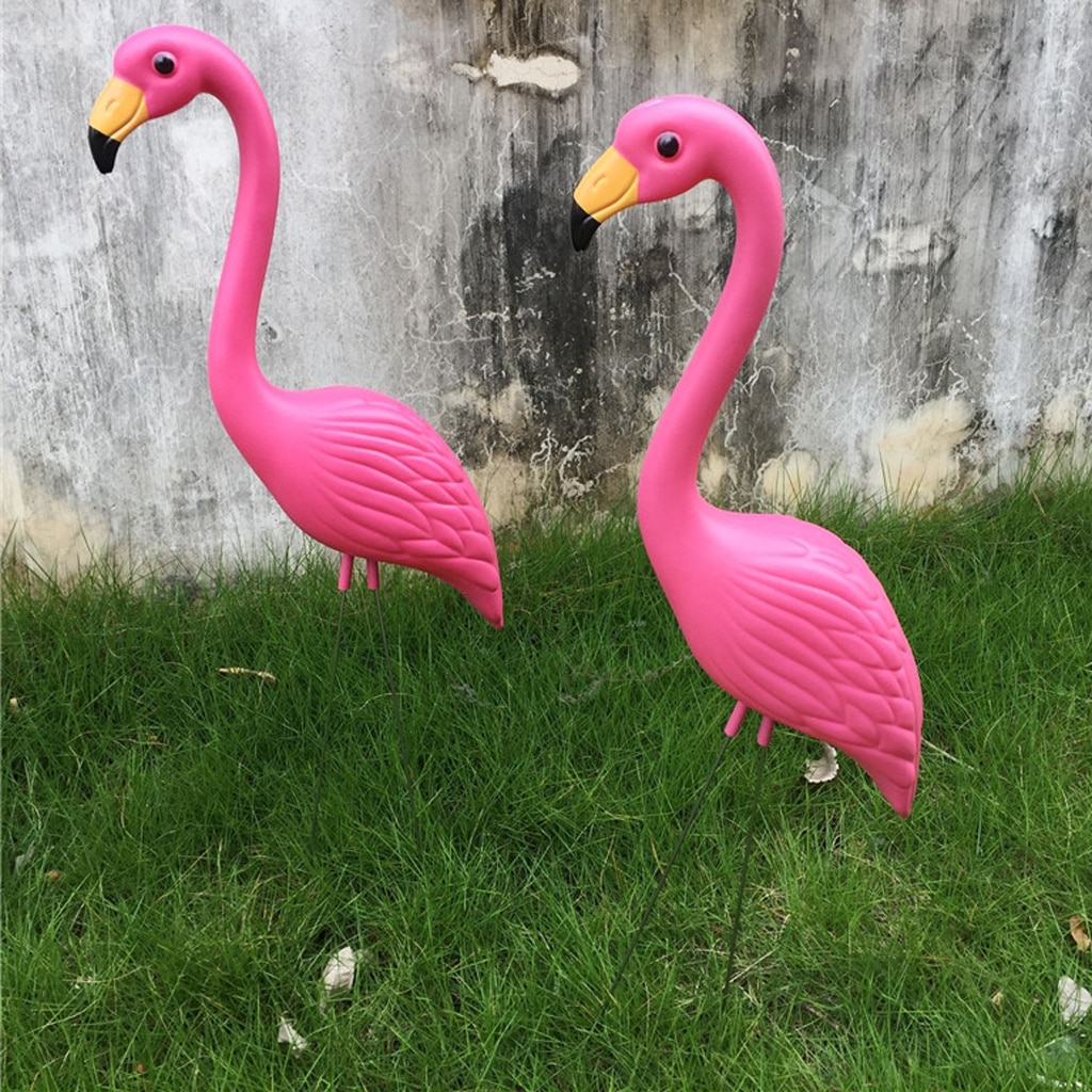 Set  of 2 verklighetstrogna rosa flamingo trädgård trädgård gräsmatta konst dekorationer dekor set