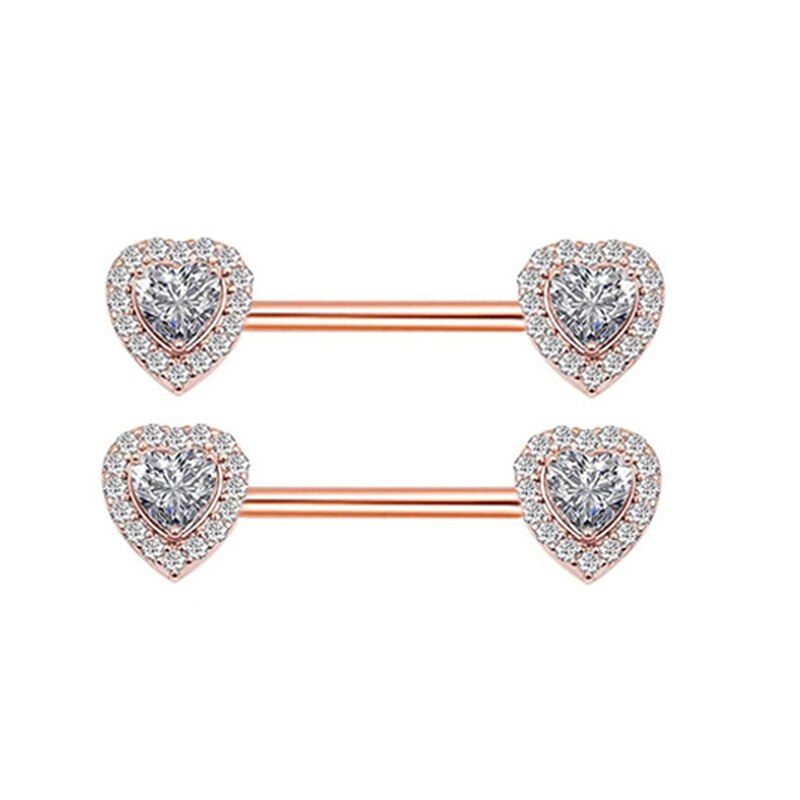 Piercing de acero de titanio con escudo para pezón para mujer, 14G de circonita, mancuerna de corazón, Piercing de vientre, anillos para pezón, joyería corporal, Sexy: 3