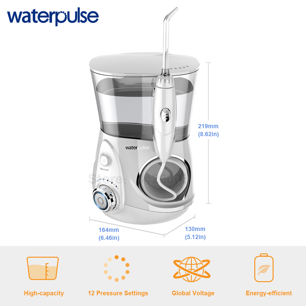 Waterpulse V660 12 pression Oral dentaire Flosser irrigateur V660 eau Pick avec 5 buses outils d'hygiène buccale Irrigation orale