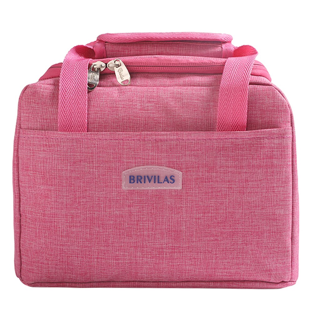 Portable Lunch Bag Thermal Insulated Lunch Box Tote Cooler Handbag Bento Pouch Dinner Container Mom Baby Food Storage Bags: Pink