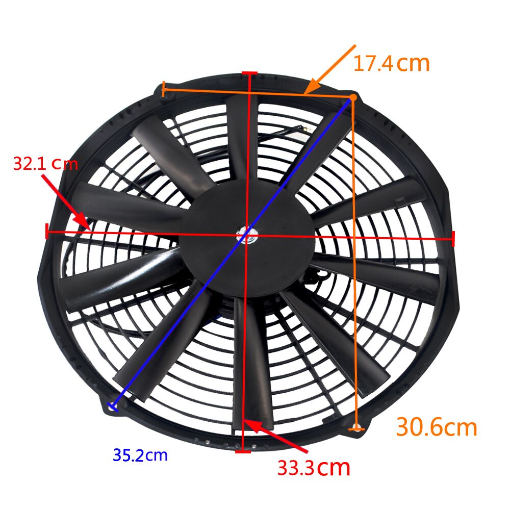 13" Universal 12V 90W Slim Reversible Electric Cooling Thermo Radiator AUTO FAN Push Pull With mounting kit 13 Inch HT-FANI13