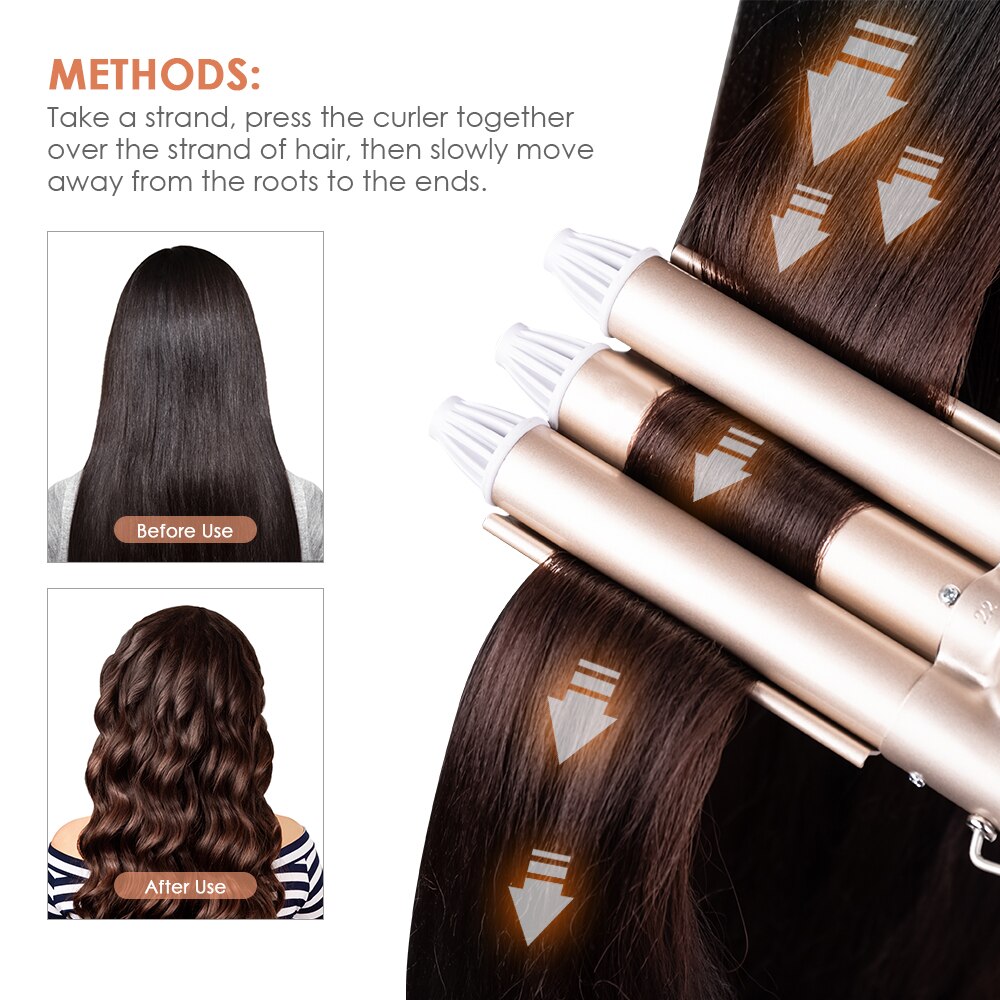 Hårpleje- og stylingværktøj triple barrel hair styler krøllejern elektriske crimpers krøllejern bølge hårkrøller