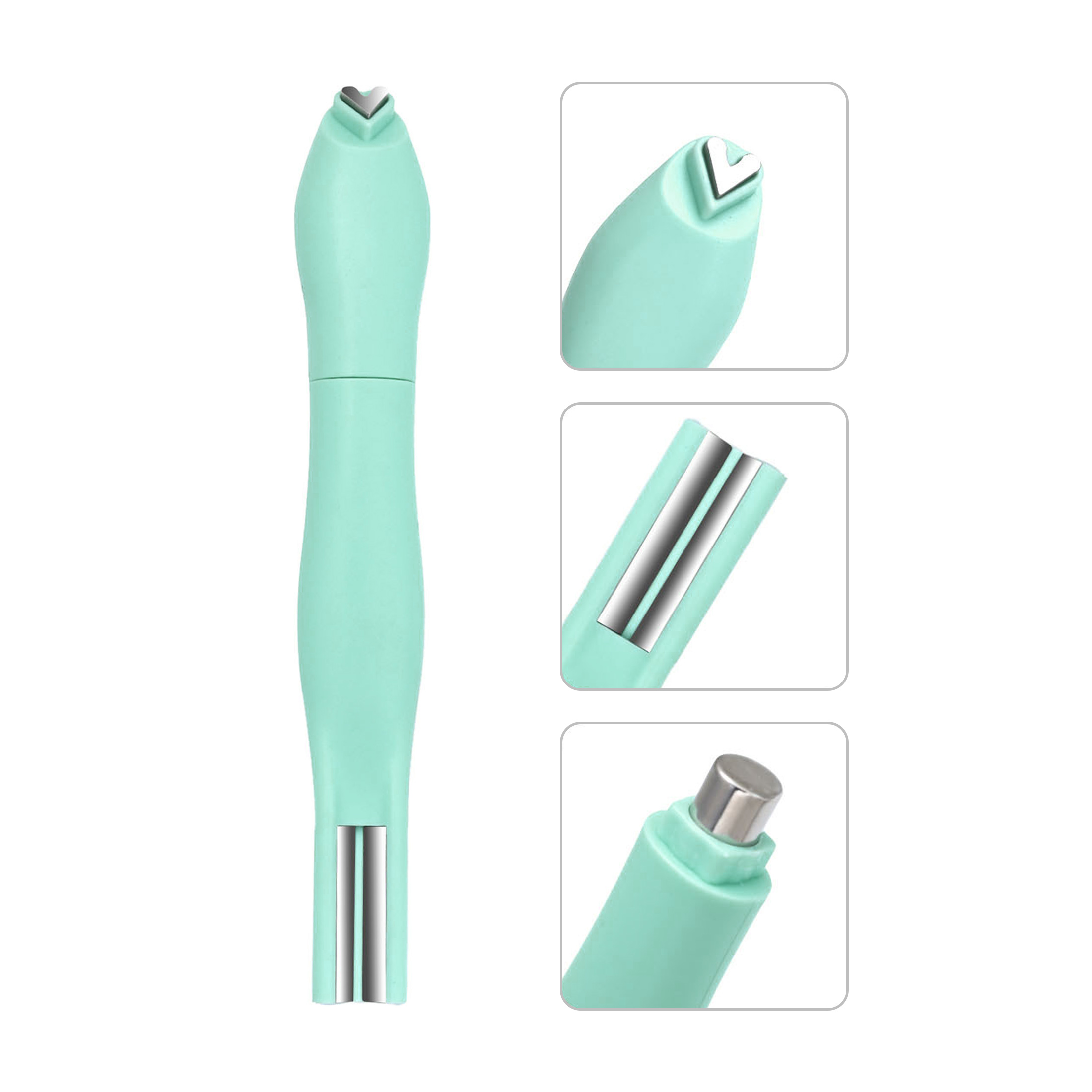 Bolígrafo magnético de ojo de gato 3 en 1 para Gel de uñas UV/LED, imán de ojo de gato de amor desmontable, arte de uñas, efecto de amor/luna/doble línea: Verde claro