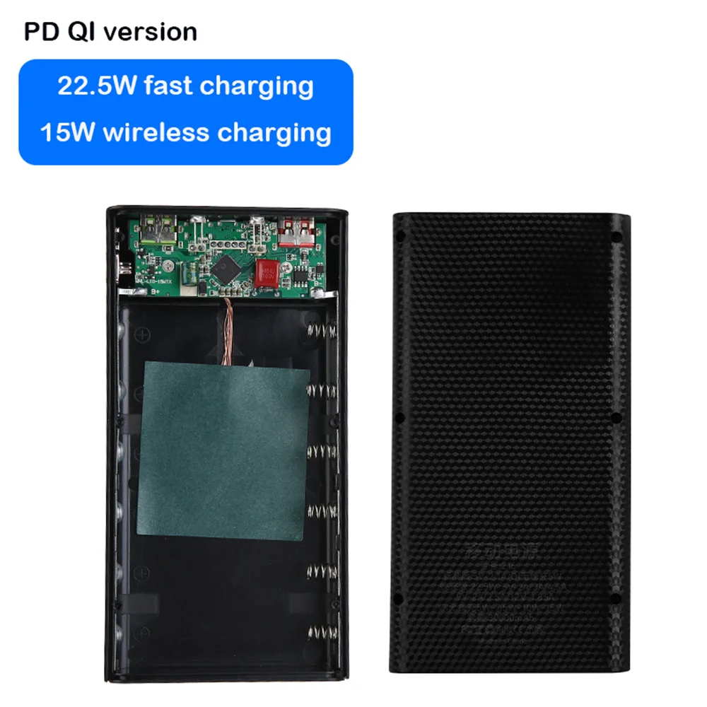 6*21700 Energie Bank fallen Unterstützung Schnell Schnelle Ladegerät Abnehmbare 21700 Batterie Halfter Ladung Kasten Ladung PD DIY Mit Taschenlampe: Schwarz