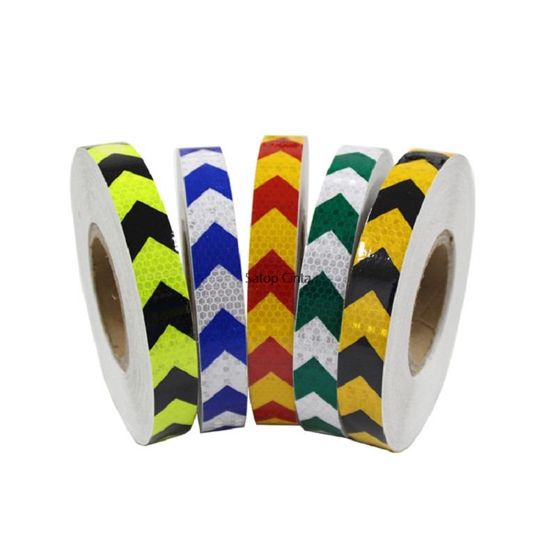 Pegatina reflectante de 1 "x 5M para motocicleta, cinta reflectante de advertencia de seguridad para bicicleta, fluorescente, amarillo, rojo, negro